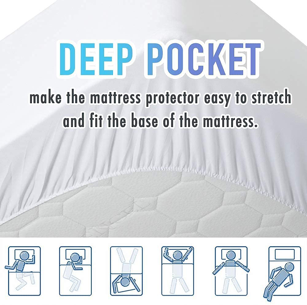 MATBEBY Bedding Quilted Fitted Twin Mattress Pad Cooling Breathable Fluffy Soft Mattress Pad Stretches up to 21 Inch Deep, Twin Size, White, Mattress Topper Mattress Protector
