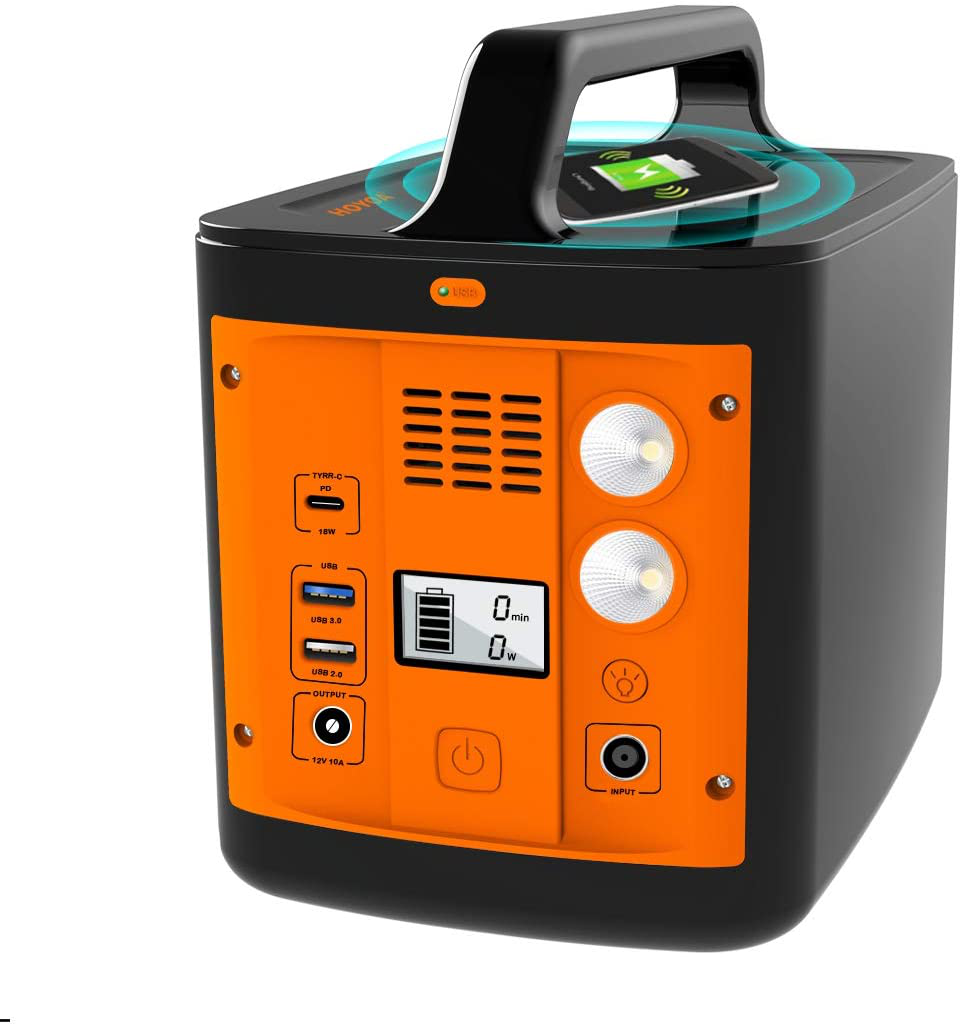 200W Portable Power Station-Solar Generator-Power Outage Supplies with Wireless Charging-110V AC Outlet-Type C-2 USB Ports, Backup Battery Pack Power Bank for CPAP, Home Use, Outdoor,Camping