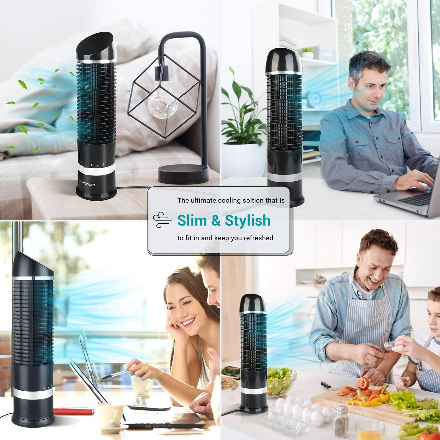 Oscillating Tower Fan, Desk Table Fan with 3 Speeds, Quiet Cooling, 60° Oscillation, 16 Inch Personal Small Bladeless Fan Cooling Fan for Bedroom Home Office Desktop