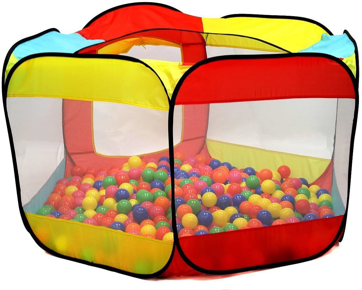 Click N' Play Pack of 200 Phthalate Free BPA Free Crush Proof Plastic Ball, Pit Balls - 6 Bright Colors in Reusable and Durable Storage Mesh Bag with Zipper