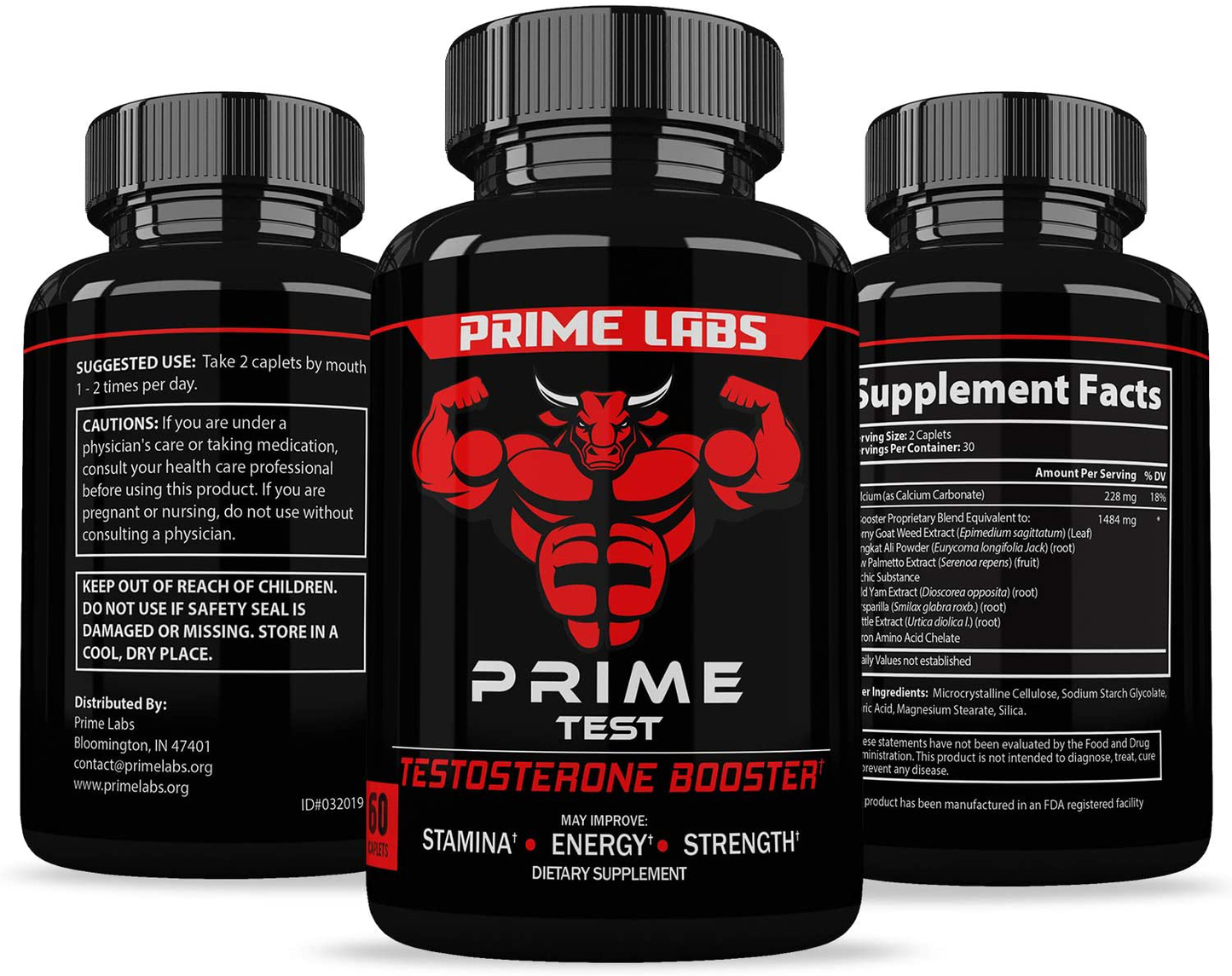 Prime Labs - Men's Test Booster - Natural Stamina, Endurance and Strength Booster - 60 Caplets