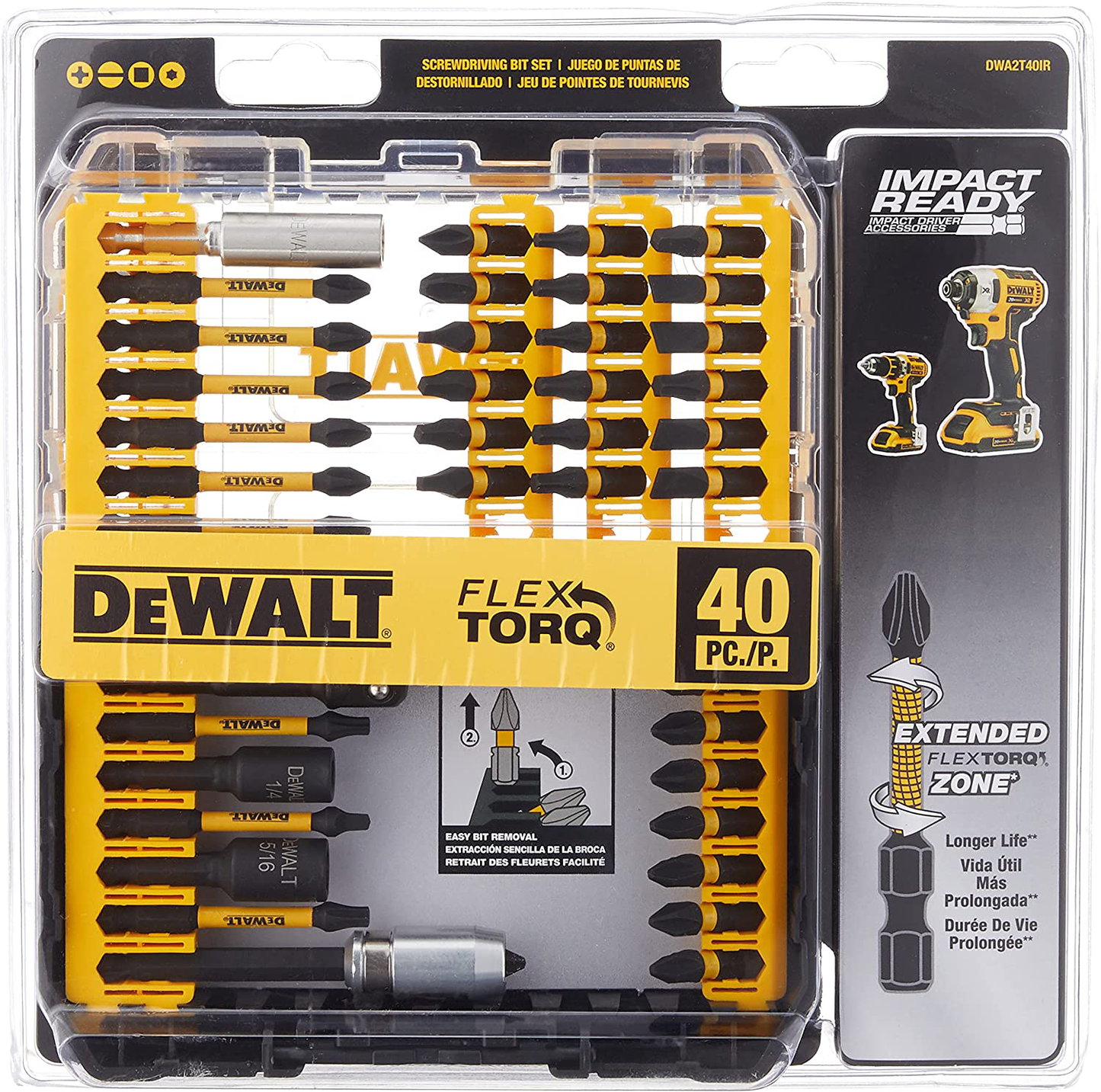 DEWALT Screwdriver Bit Set, Impact Ready, FlexTorq, 40-Piece (DWA2T40IR)