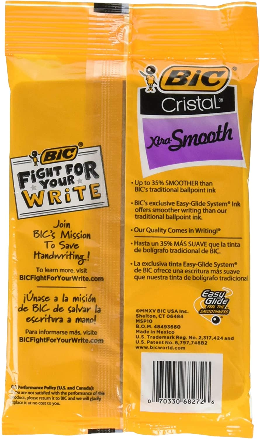 BIC 751766084321 Cristal Xtra Smooth Pens Blue Medium Point. 10-Pack