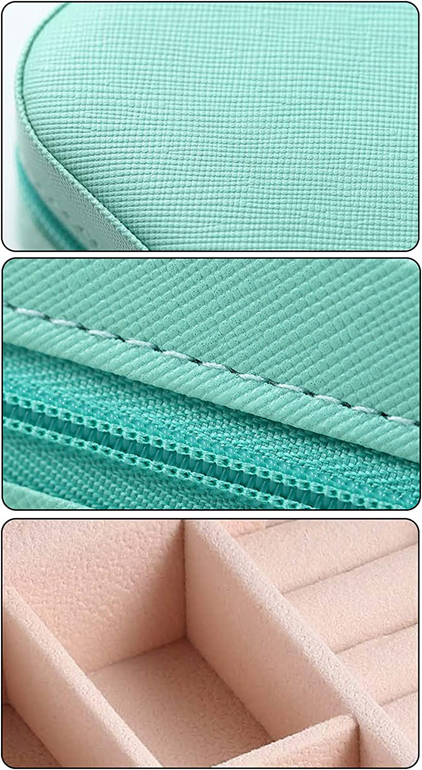 Small Portable Travel Jewelry Box Organizer Display Storage Bag Portable Travel Storage Box for Storage Rings Earrings Necklace (Light Blue)