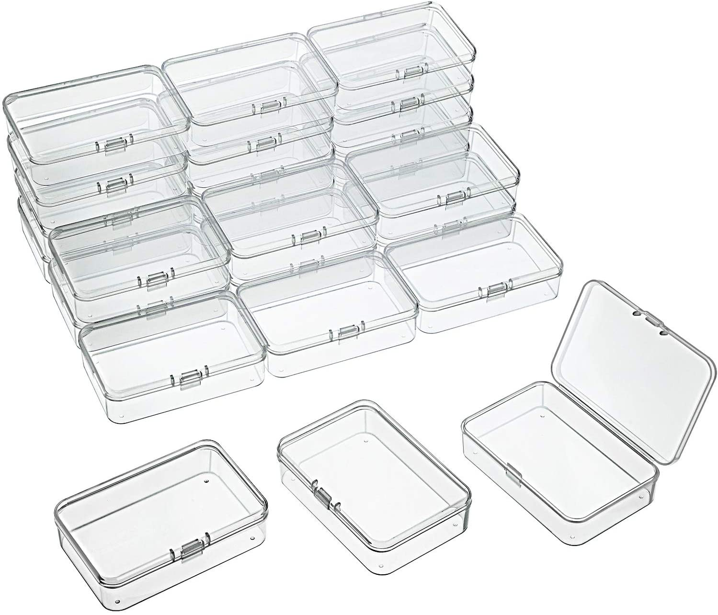 24 Packs Small Clear Plastic Beads Storage Containers Box with Hinged Lid for Storage of Small Items, Crafts, Jewelry, Hardware