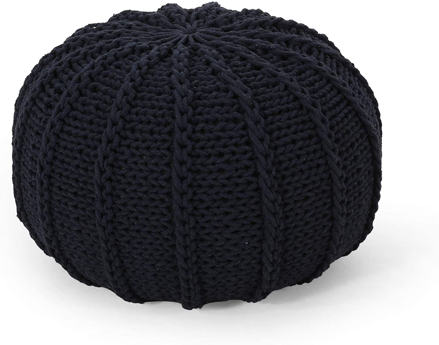 Christopher Knight Home Agatha Knitted Cotton Pouf, Beige