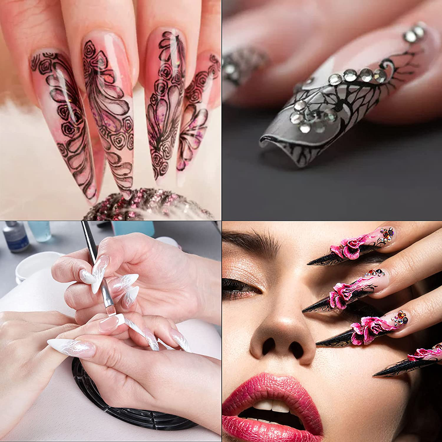Auseibeely 240PCS Extra Long Full Cover Clear Coffin Nails, XXL Ballerina False Nail Tips Acrylic Nail Tips Kit with Nail Glue/Clipper/File Nail Tools for Nail Art Salons Home DIY, 10 Sizes