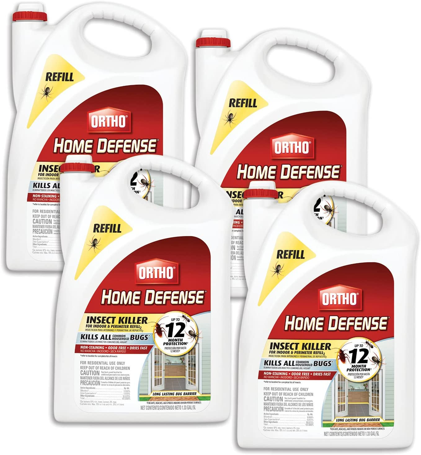 Ortho Home Defense Insect Killer for Indoor & Perimeter2: with Comfort Wand, Kills Ants, Cockroaches, Spiders, Fleas & Ticks, Odor Free, 1.1 Gal.