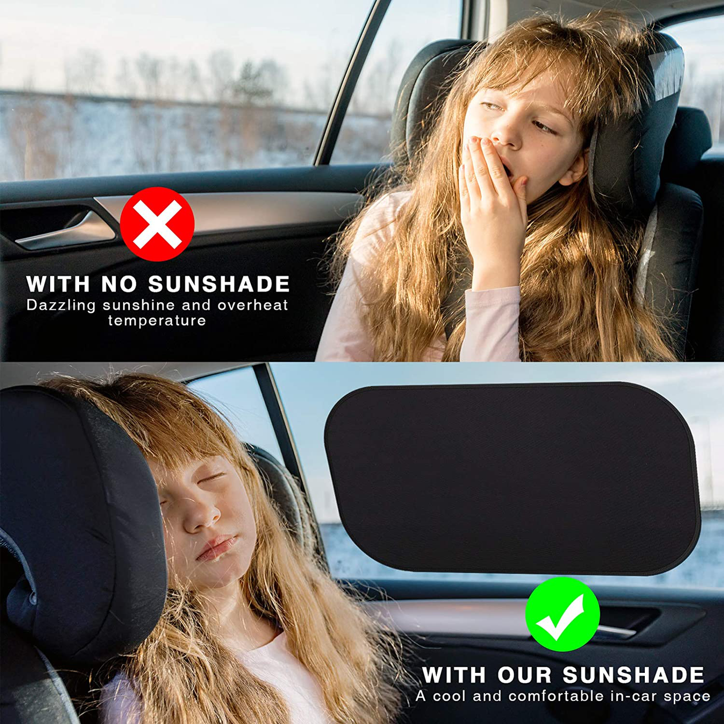 Maxpart Car Window Shades Cover Side Window Sunshade Protector Sun Shade Rear Window Visor Blinds Mesh Tint Net Solar Light Protection Shield for Kids Baby Infant