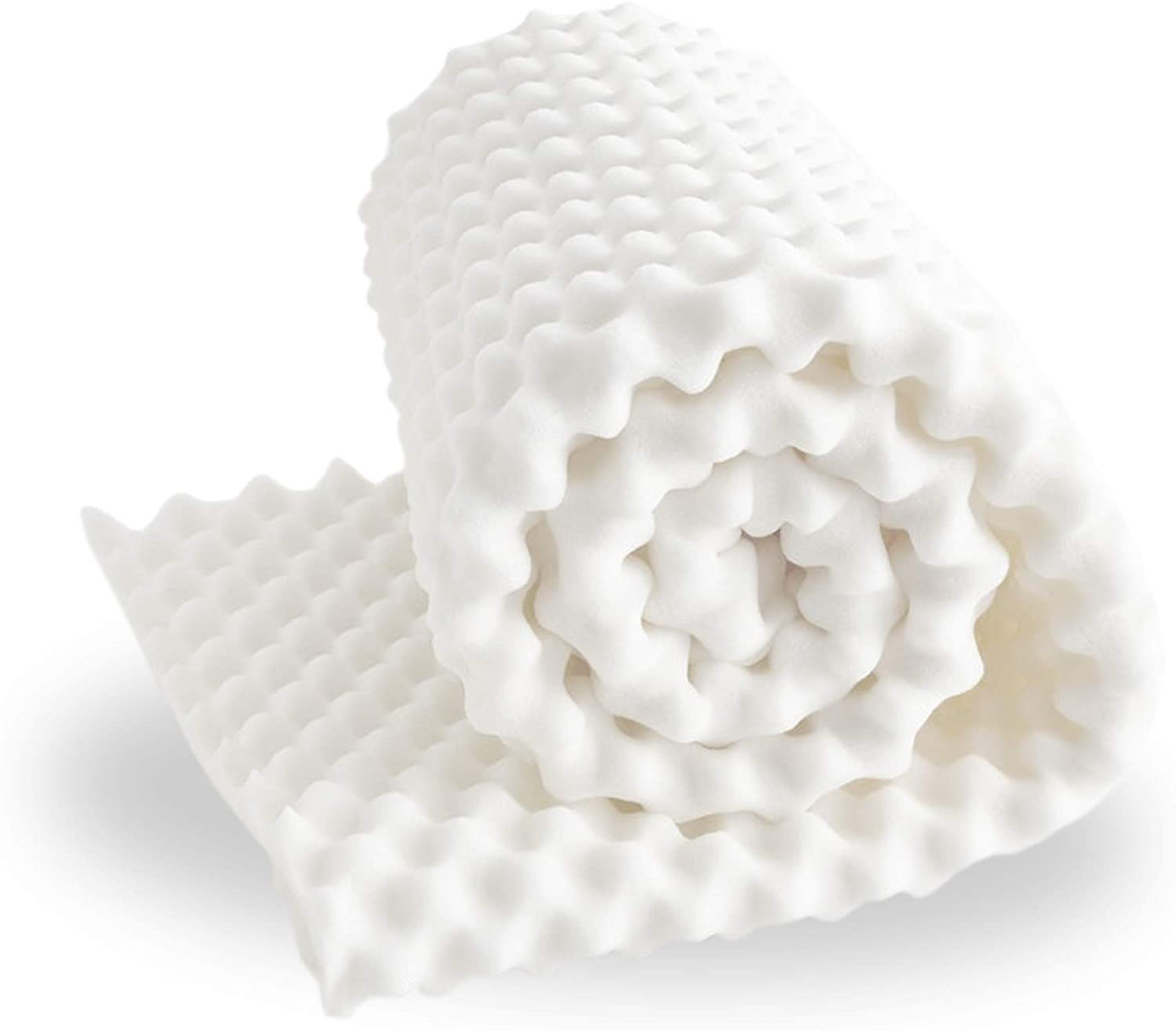 Mayton, 1-inch Convoluted Egg Shell Breathable Foam Topper, Adds Comfort to Mattress, Twin, White