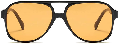 Vintage Retro 70S Sunglasses for Women Men Classic Large Squared Aviator Frame UV400 Trendy Orange Glasses