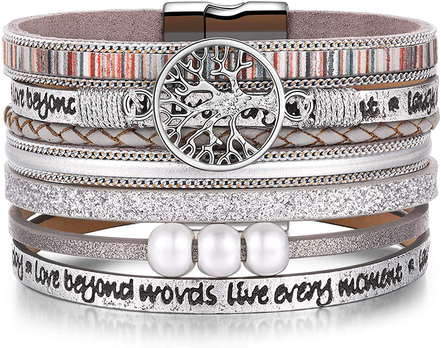 Inspirational Tree of Life Leather Bracelets for Women,Birthday Easter Jewelry Gifts for Teens Girls