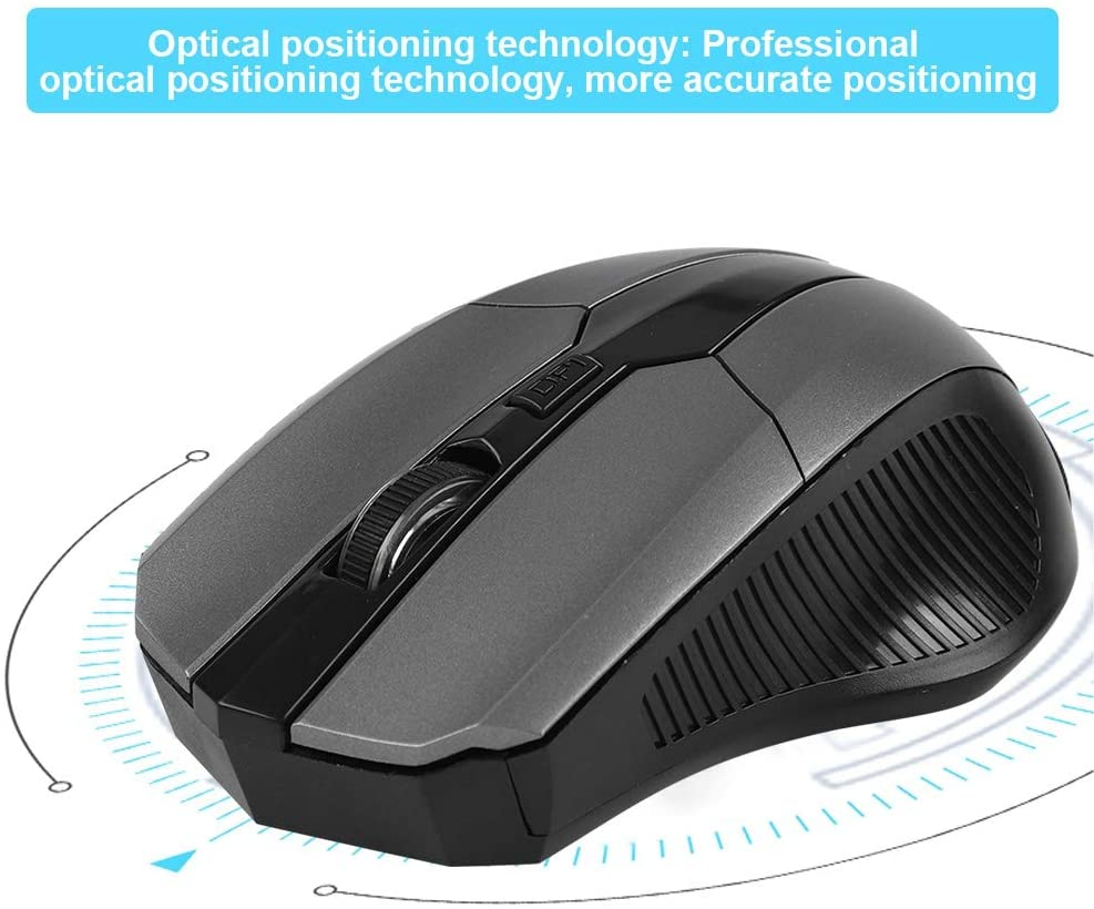 Wireless Optical Mouse for PC Computer Laptop,800-1600 DPI 6 Key Gaming Mouse with USB Receiver,Support Indows2000/Xp/Vista/Linux/7/ and MAC Operating System(Gray)