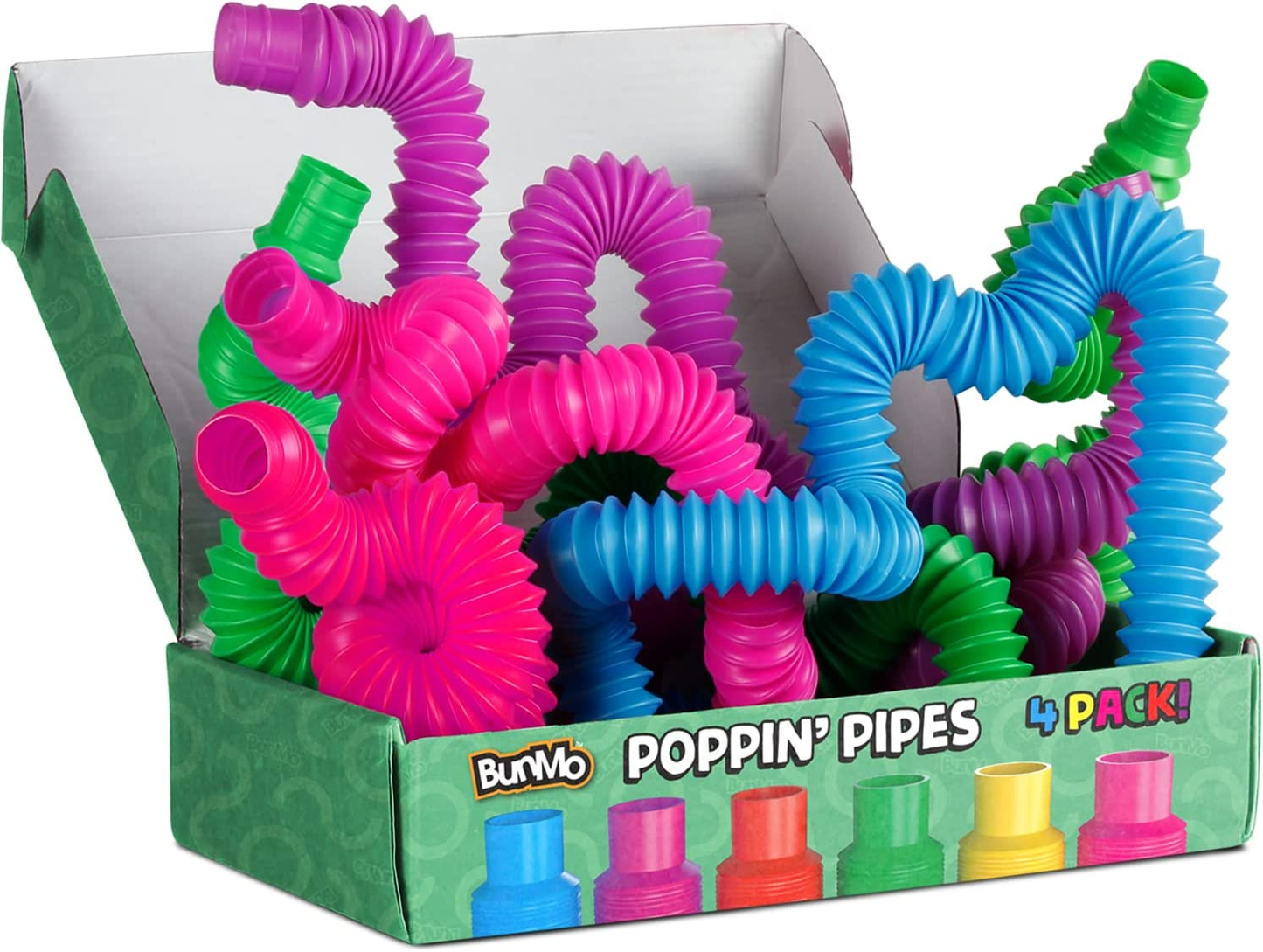 Bunmo Pop Tubes Sensory Toys, Fine Motor Skills Fidget Pack Toddler Toys, Fidget Toys for Sensory Kids and Kids Learning Toys.
