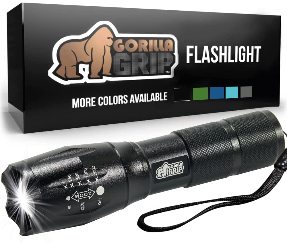 2 Pack Tactical Handheld LED Flashlight, Ultra Bright 5 Mode, Long Lasting, Water Resistant, High Lumen, 750 FT Zoom Flashlights, Camping Accessory, Outdoor Gear, Emergency Outages, Black