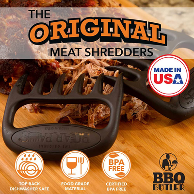 The Original Bear Paws Shredder Claws - Easily Lift, Handle, Shred, and Cut Meats - Essential for BBQ Pros - Ultra-Sharp Blades and Heat Resistant Nylon