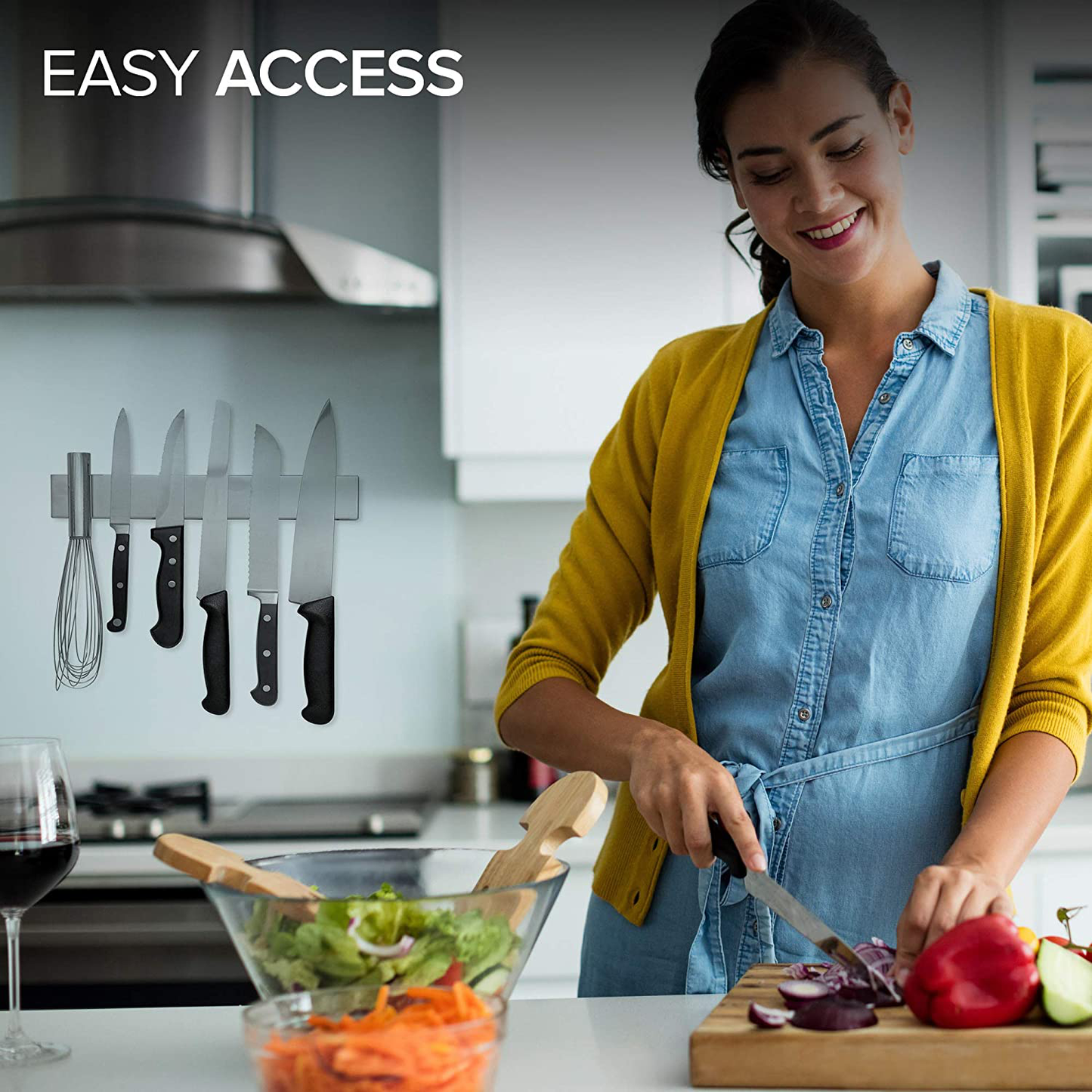 Modern Innovations 10 Inch Stainless Steel Magnetic Knife Bar with Multipurpose Use as Knife Holder, Knife Rack, Knife Strip, Kitchen Utensil Holder, Tool Holder, Art Supply Organizer, Home Organizer