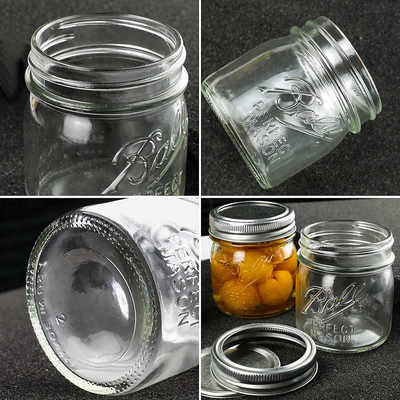 Mouth Mason Jars 8 oz - 12 Pack Glass Canning Jars with Silver Metal Airtight Regular Lids and Bands,Clear Quart Mason Jars for Canning, Preserving, Baby Food, DIY Projects, Honey, Jam, Jelly