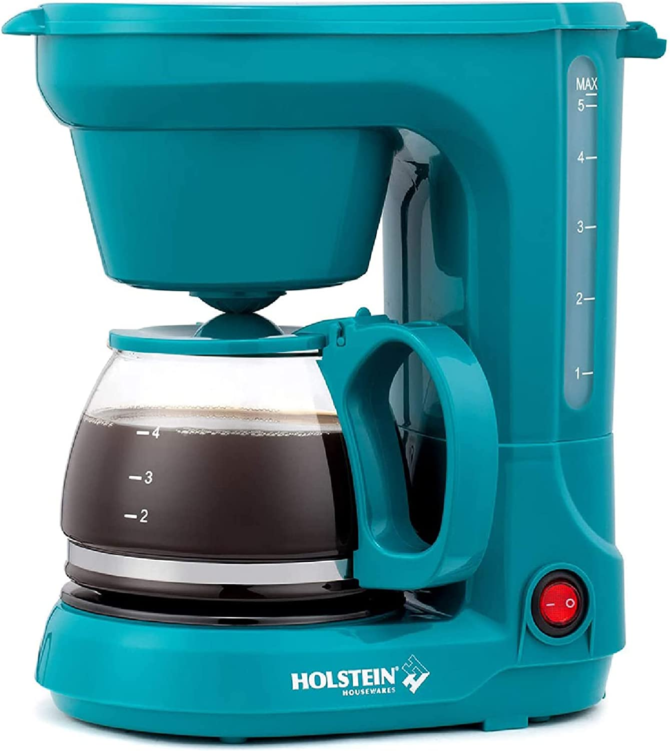 Holstein Housewares - 5-Cup Compact Coffee Maker, Teal - Convenient and User Friendly with Auto Pause and Serve Functions,Hh-0914701E
