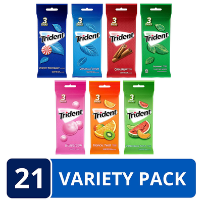 Trident Sugar Free Gum Variety Pack, 21 Packs of 14 Pieces (294 Total Pieces)