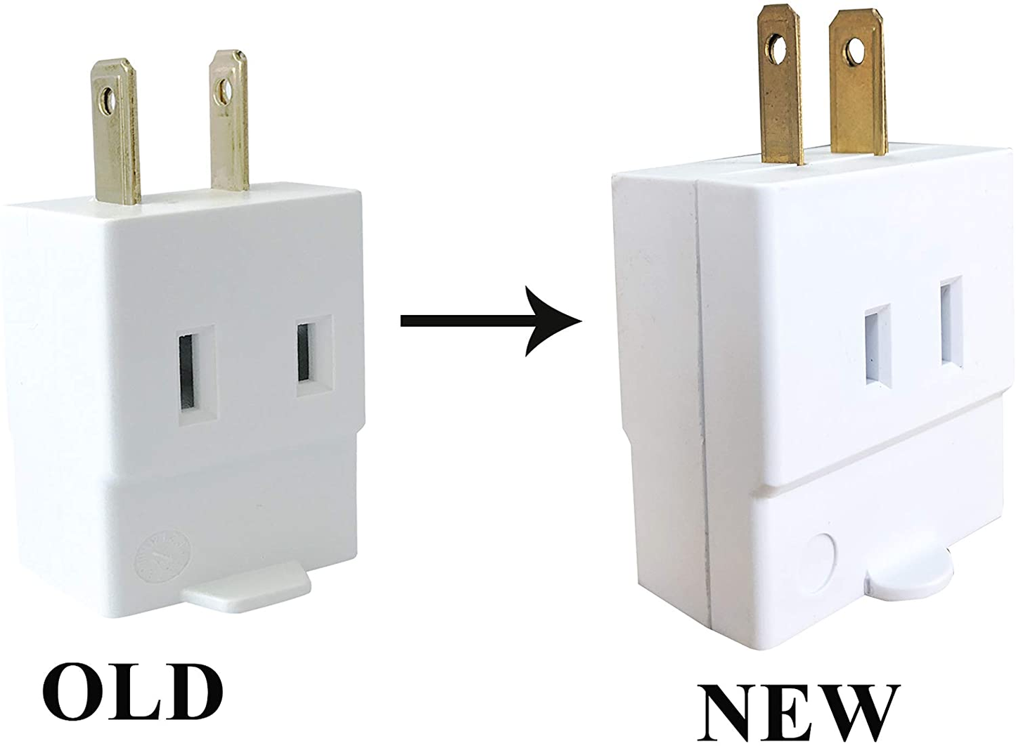 4 Pack Single Receptacle to 3 Outlet Cube Wall Tap,Plug-In Triple Outlet Polarized Adapter,White