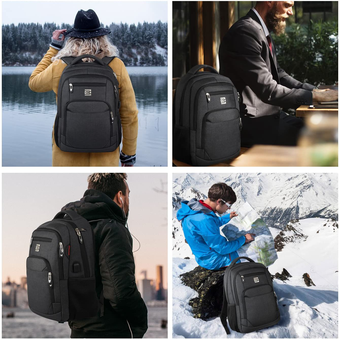 Laptop Backpack, Business Travel Anti Theft Slim Durable Laptops Backpack with USB Charging Port,Water Resistant College School Computer Bag