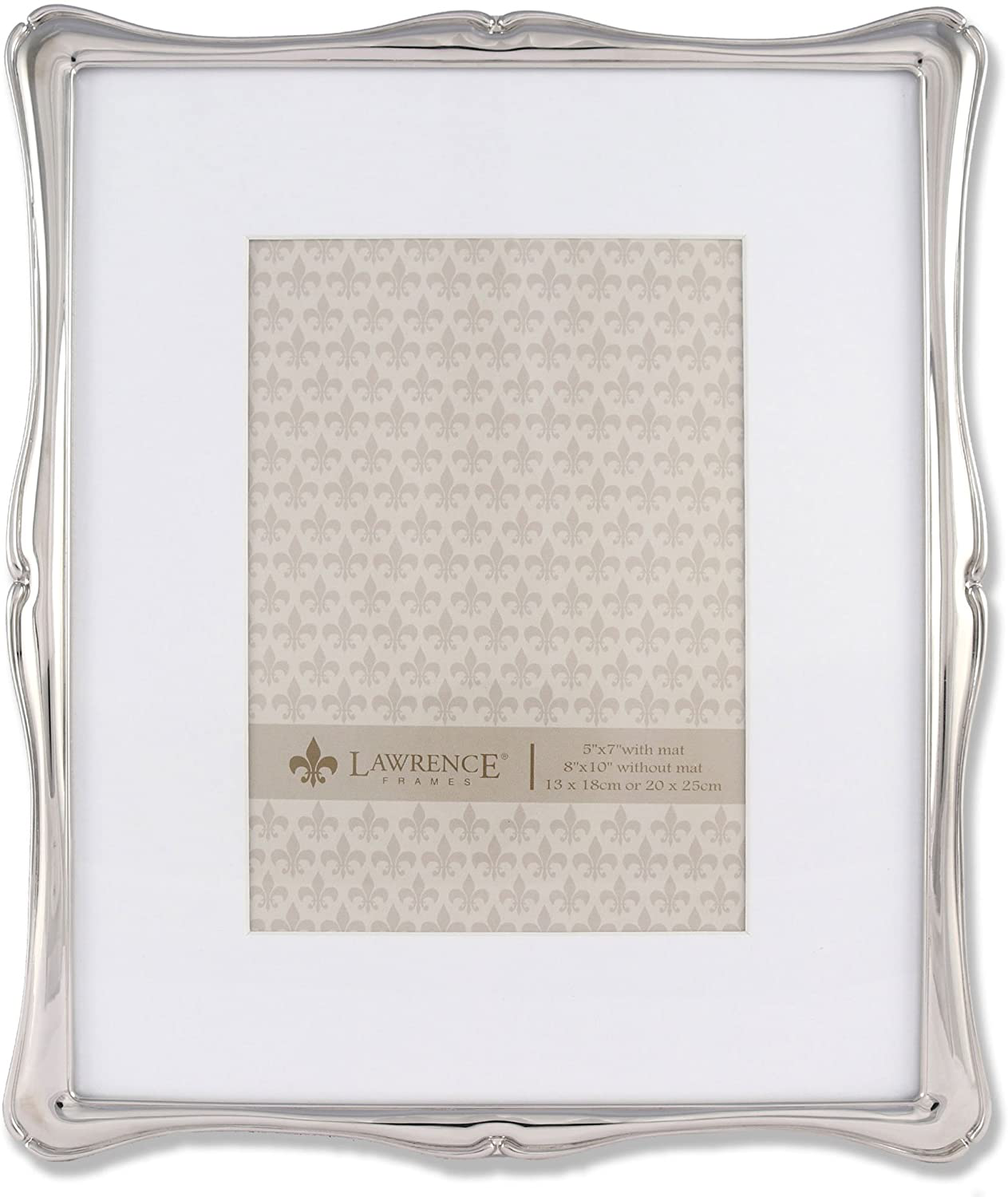 Lawrence Frames 710280 5 by 7-Inch Silver Metal Romance Picture Frame, 8 by 10-Inch Matted