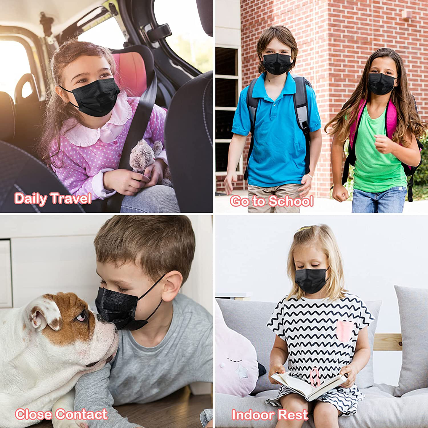 Kids Disposable Face Masks, 100 Pcs Childrens Disposable Face Mask, Disposable Kids Face Masks for Kids Boys Girls