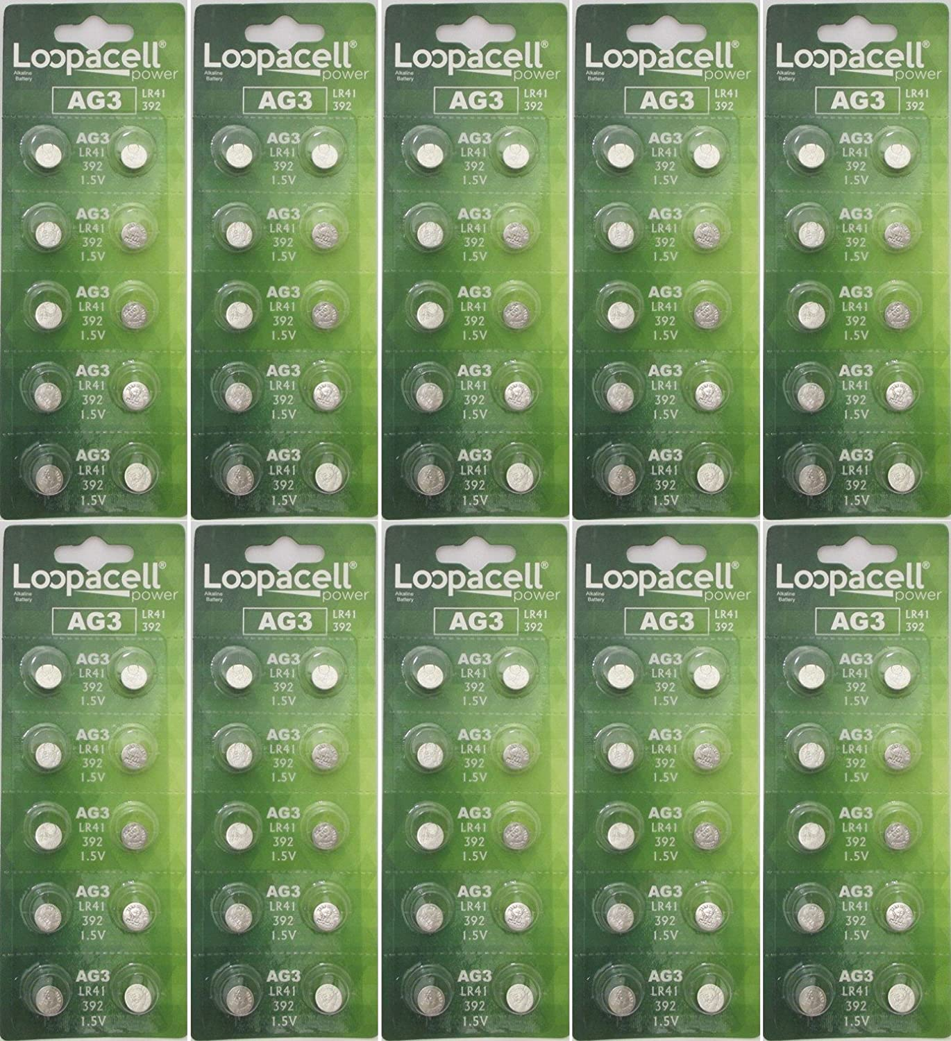 100 Pack LOOPACELL AG3 LR41 392 SR41SW 384 192 V384 V392 D384 D392 280-13 Alkaline Button Cell Battery