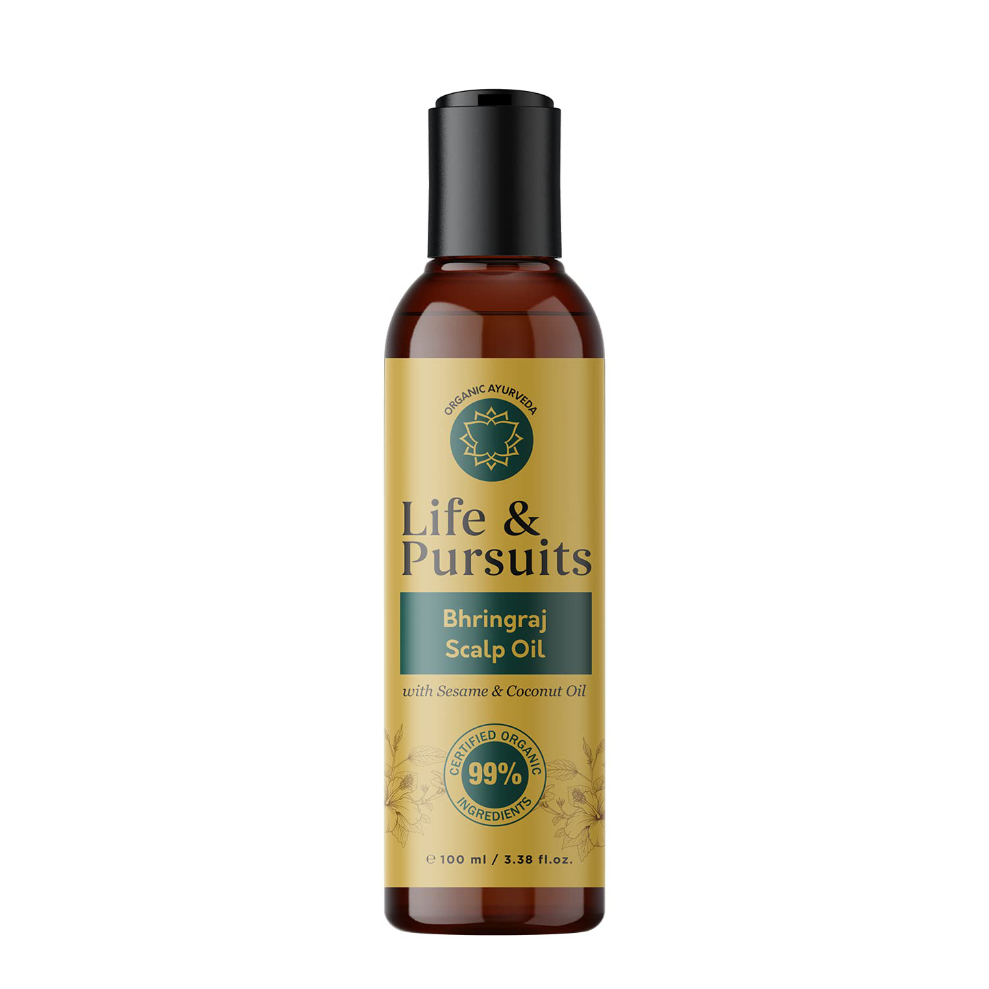 Life & Pursuits Organic Hair Growth Oil (3.38 fl oz) - Ayurvedic Scalp Therapy Oil for Healthy Hair, Goodness of Bhringraj, Amla, Coconut, Sesame, Almond, Onion, & Castor Oil