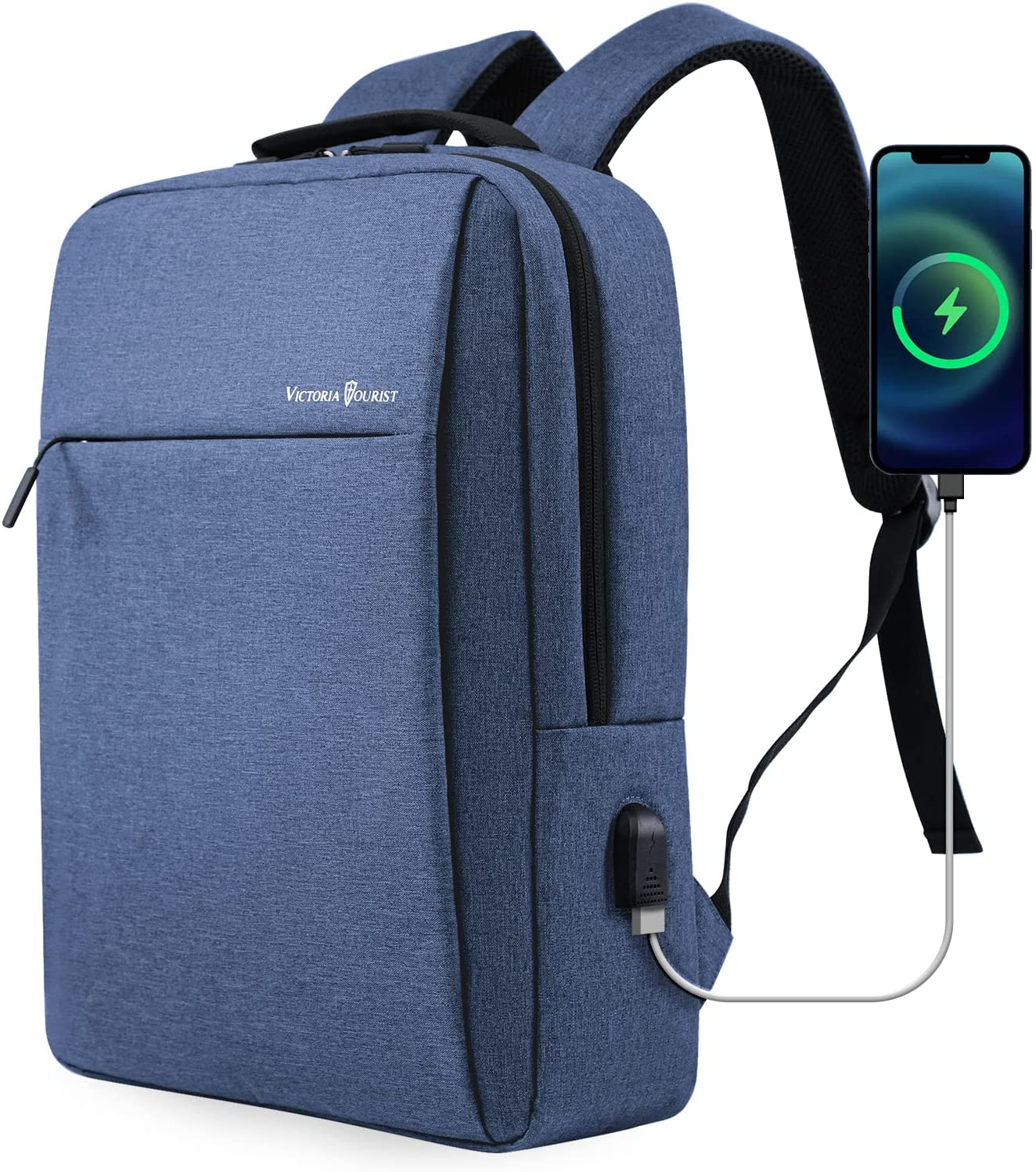 Laptop Backpack 15.6 Inch, Business Slim Durable Laptops Travel Backpacks with USB Charging Port, College School Computer Bag Gifts for Men and Women Fits Notebook (Grey)