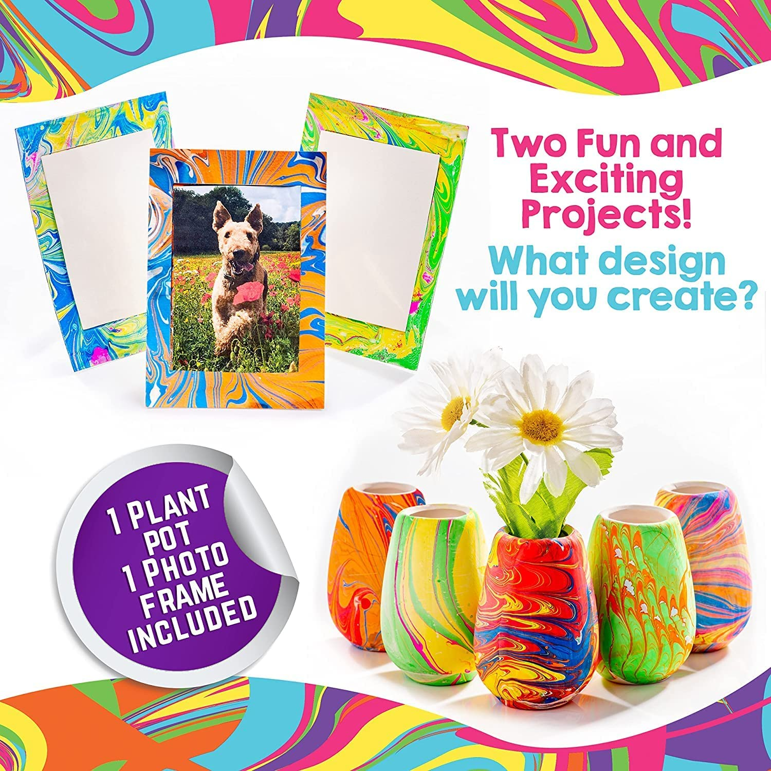 Original Stationery Rainbow Marbling Kit, Everything You Need in One Marble Painting Kit Kids to Make Marble Art and Craft Kids Will Love, Great Arts and Crafts for Girls and Rainbow Gifts for Girls