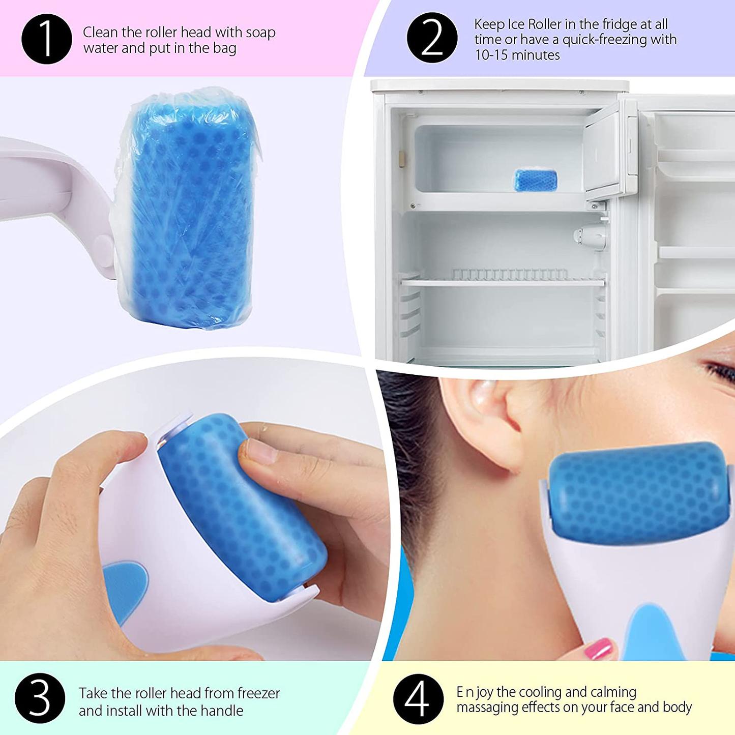 Ice Roller for Face Eye Puffiness, Teenitor Ice Face Roller Massager TMJ Migraine Pain Relief and Minor Injury Therapy Cold Freezer Tighten Skin Care Products