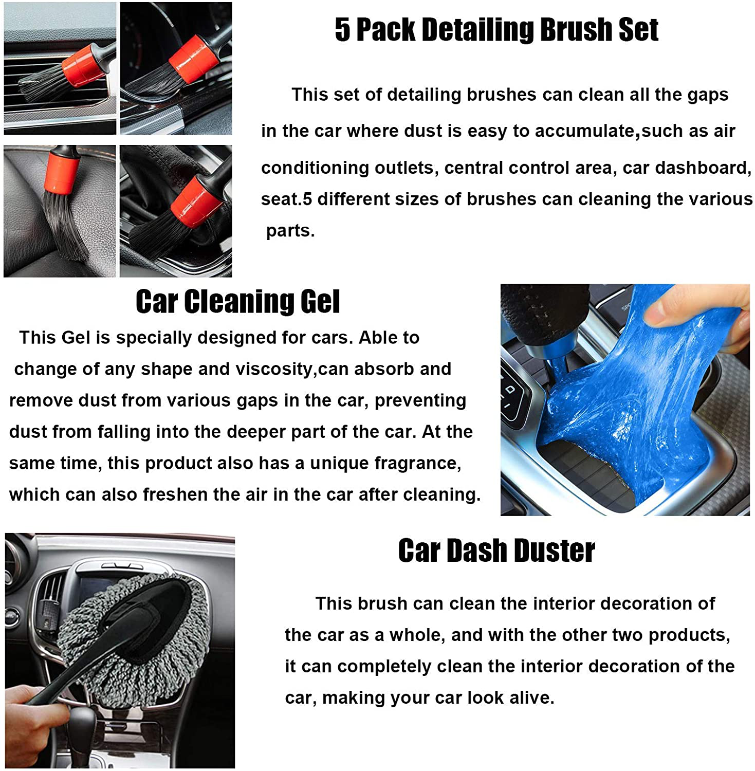 ELAMASICO Car Wash Kit with Box,Interior Car Detailing Kit,Car Detailing Tools Cleaning Kit-Detailing Brushes Set,Cleaning Gel,Microfiber Cleaning Cloth,Car Wash Mitt,Duster,Squeegee(14 PCS)