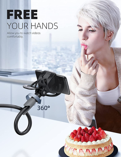 Phone Holder Bed Gooseneck Mount - Lamicall Cell Phone Clamp Clip for Desk, Flexible Lazy Long Arm Headboard Bedside, Overhead Mount Stand, Compatible with Phone 12 Mini 11 Pro Xs Max XR X 8 7 6 Plus