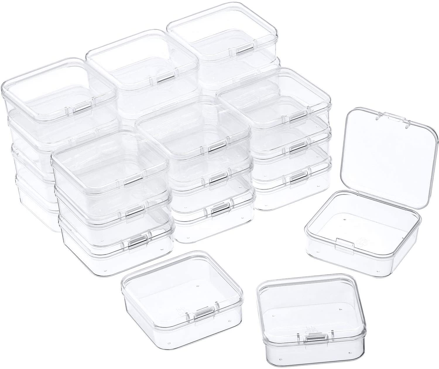 24 Packs Small Clear Plastic Beads Storage Containers Box with Hinged Lid for Storage of Small Items, Crafts, Jewelry, Hardware