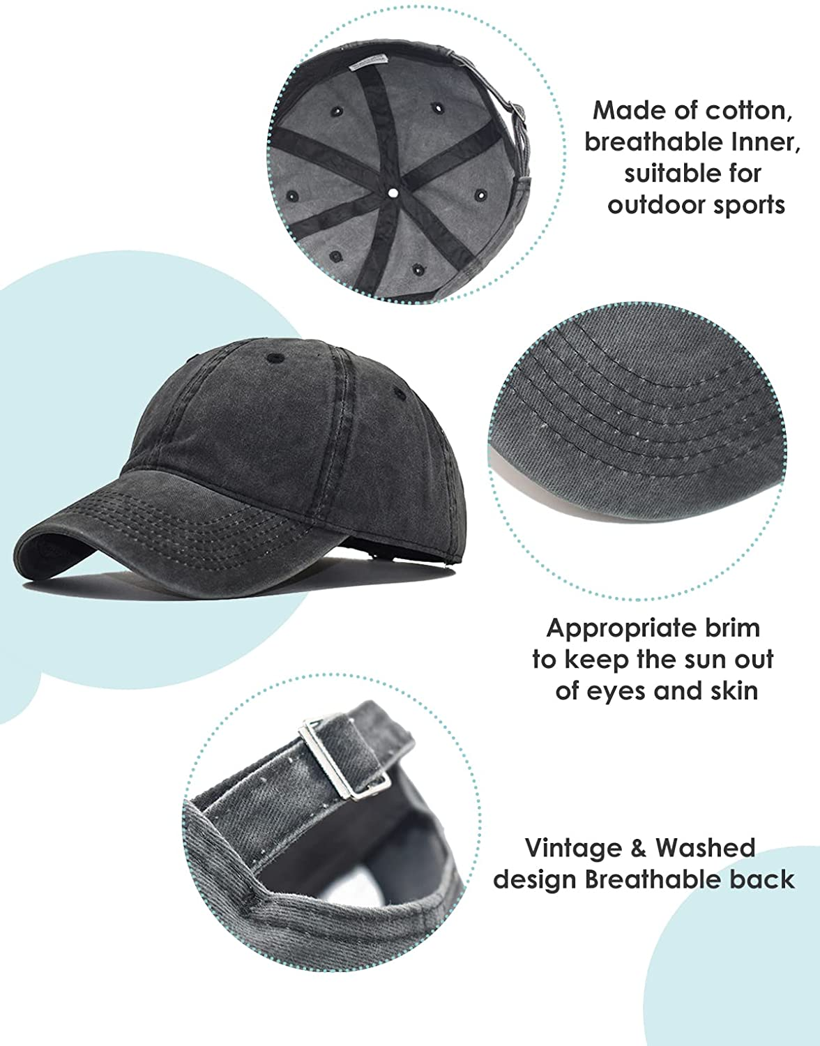 C.T Womens Baseball Caps for Men Baseball Hat Distressed Cotton Dad Hat Summer Adjustable Golf Runing Hat