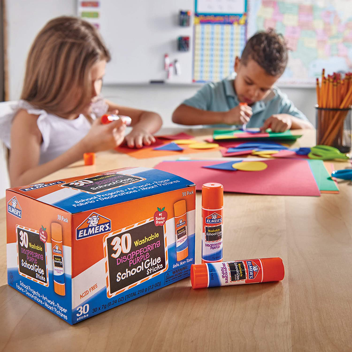 Elmer's Disappearing Purple School Glue, Washable, 30 Pack, 0.24-ounce sticks