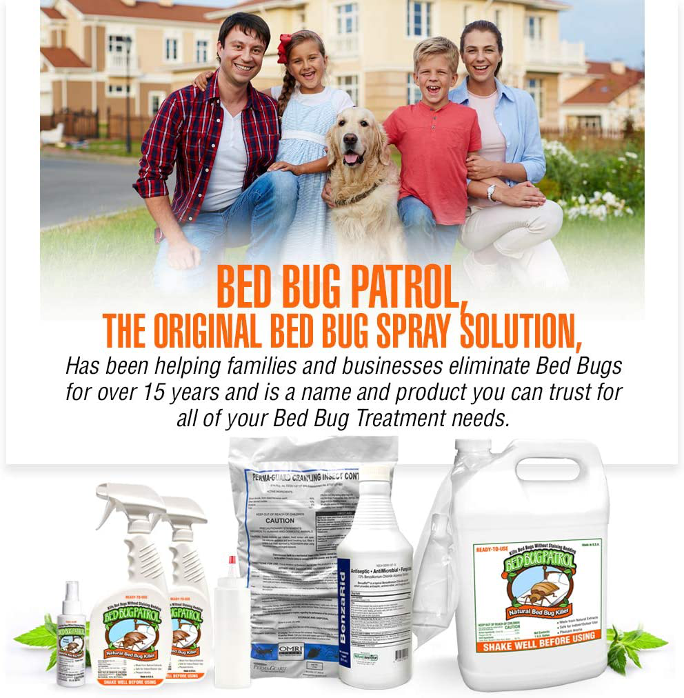 Bed Bug Patrol Bed Bug Killer 1 Gallon, 100% Environmentally Friendly, Family & Pet Safe Bed Bug Killer Formula. Guaranteed.