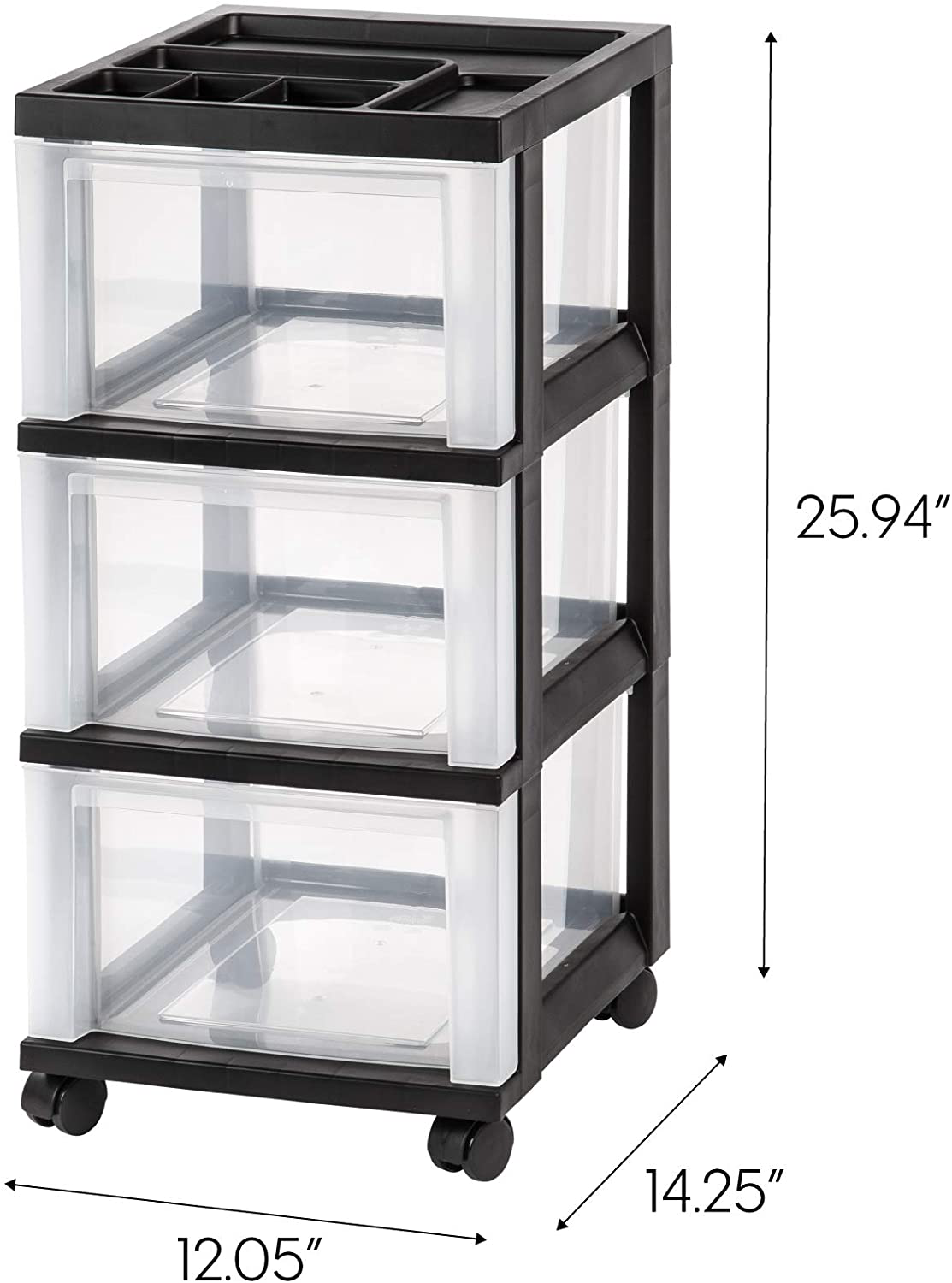 IRIS USA MC Plastic Storage Drawer, Rolling Cart with Organizer Top