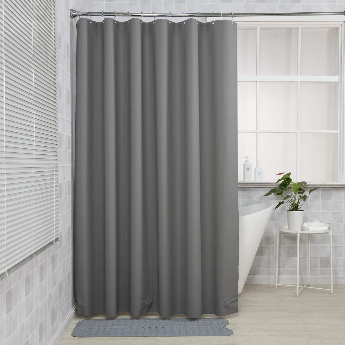 AmazerBath Plastic Shower Curtain Liner, Thick Bathroom Shower Curtains with Heavy Duty Clear Stones and Grommet Holes