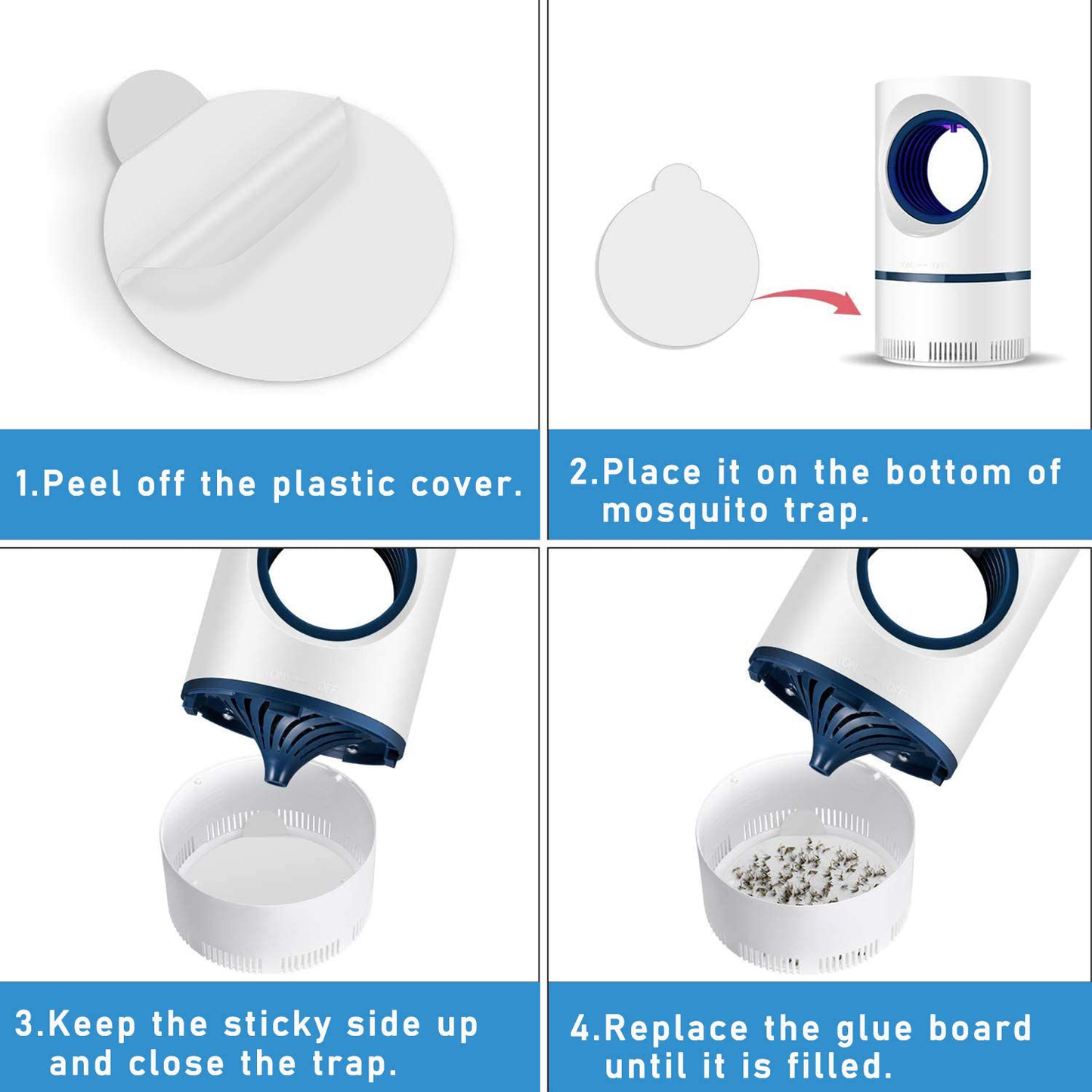 Mosquito Trap Sticky Refillable Glue Boards 12 Pack, Fits Most Models Indoor Mosquito Killer Lamp