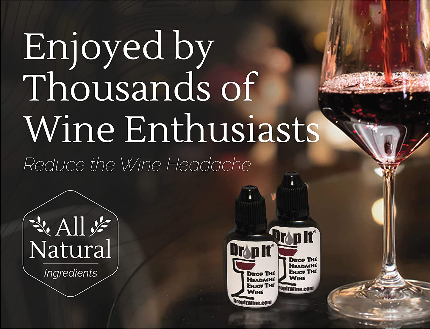 Drop It Wine Drops, 1 Pack - Only Product to Naturally Remove Both Wine Sulfites and Wine Tannins - Can Eliminate Wine Headaches, Wine Allergies and Histamines in 20 Seconds - a Wine Wand Alternative