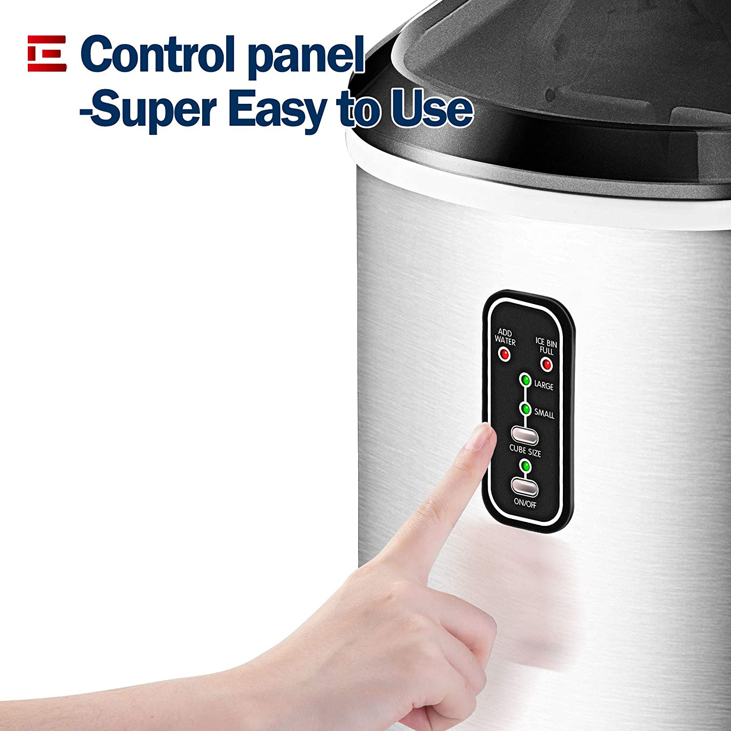 Euhomy Ice Maker Machine Countertop, 26 lbs in 24 Hours, 9 Cubes Ready in 6 Mins, Electric ice maker and Compact potable ice maker with Ice Scoop and Basket. Perfect for Home/Kitchen/Office.(Sliver)