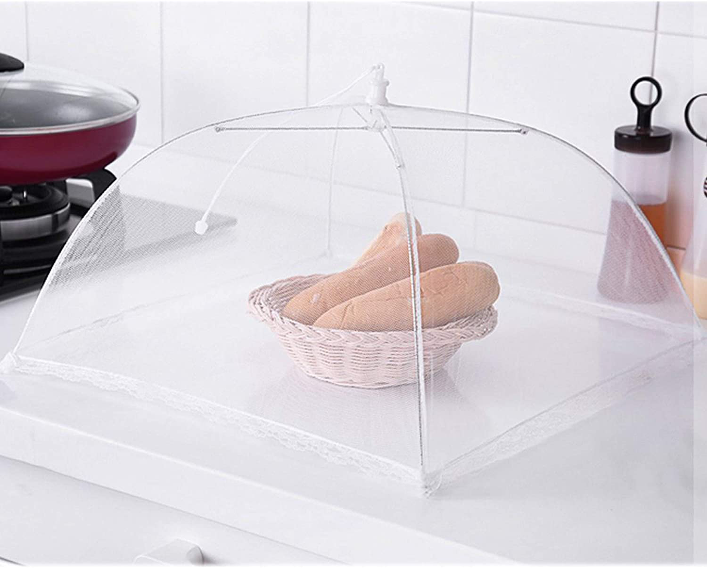 Simply Genius Large and Tall 17x17 Pop-Up Mesh Food Covers Tent Umbrella for Outdoors, Screen Tents, Parties Picnics, BBQs, Reusable and Collapsible