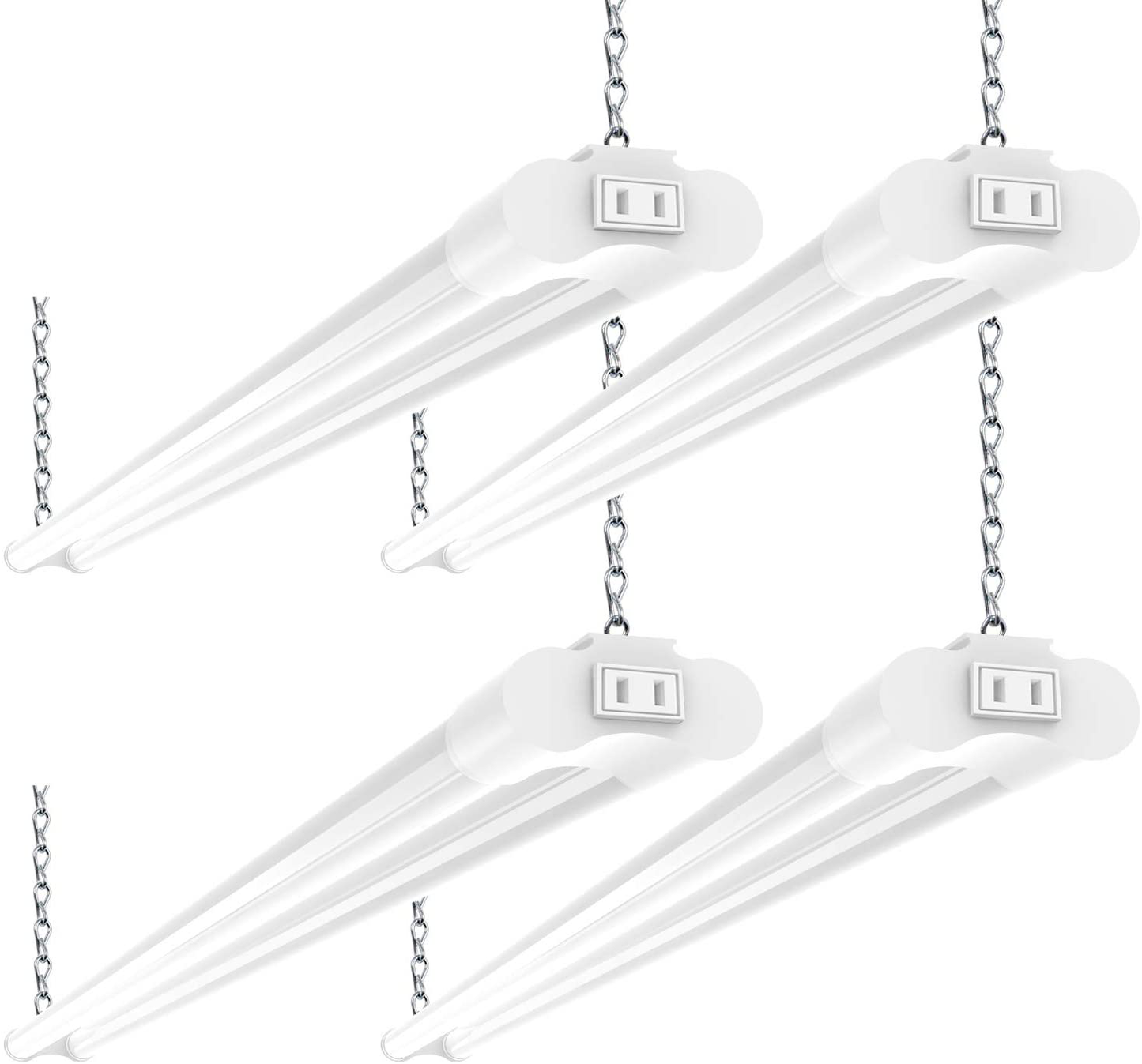 Bbounder 4 Pack Linkable LED Utility Shop Light, 4 FT, 4000 LM, 48 Inch Integrated Fixture for Garage, 40W Equivalent 250W, 5000K Daylight, Surface + Suspension Mount