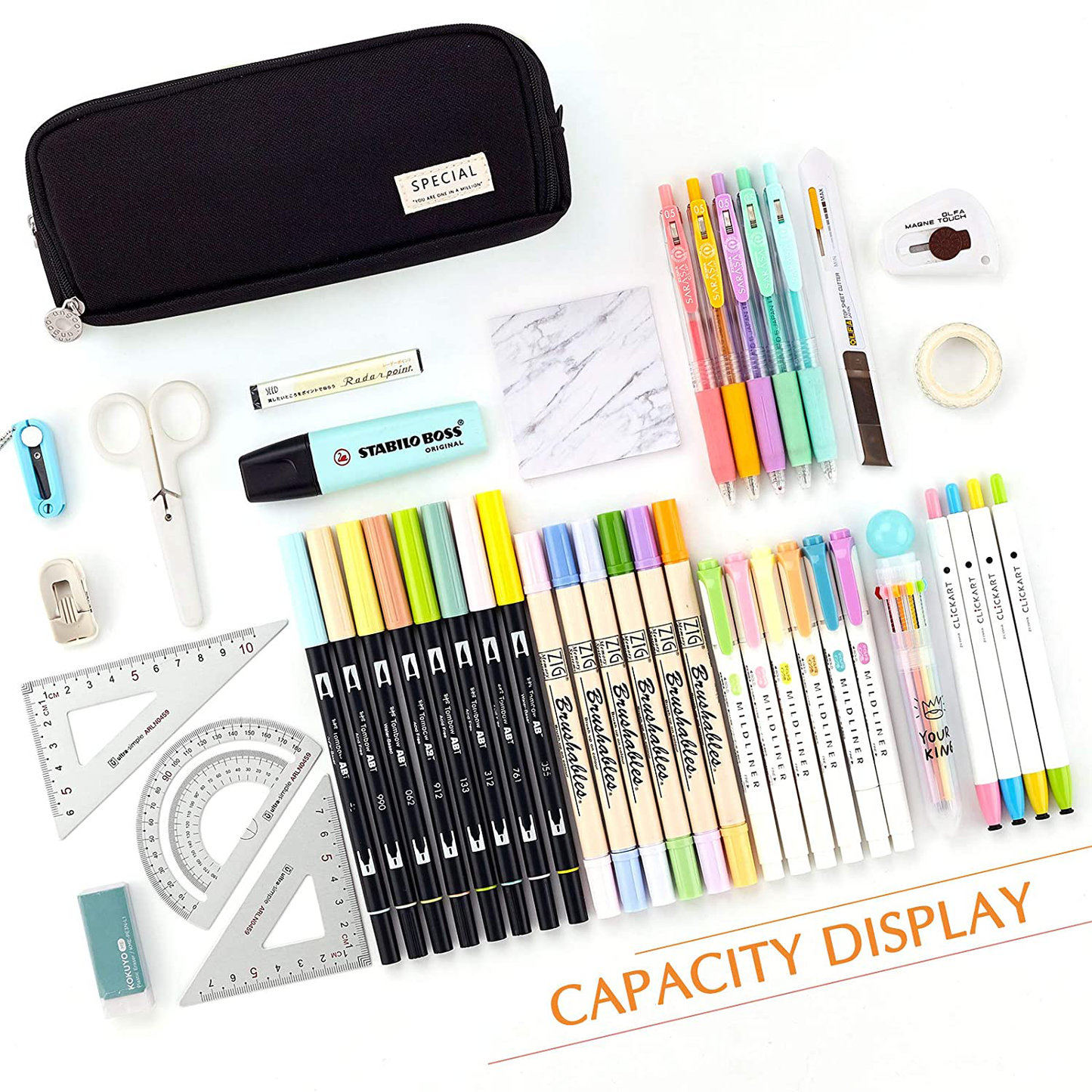 CICIMELON Large Capacity Pencil Case 3 Compartment Pouch Pen Bag for School Teen Girl Boy Men Women