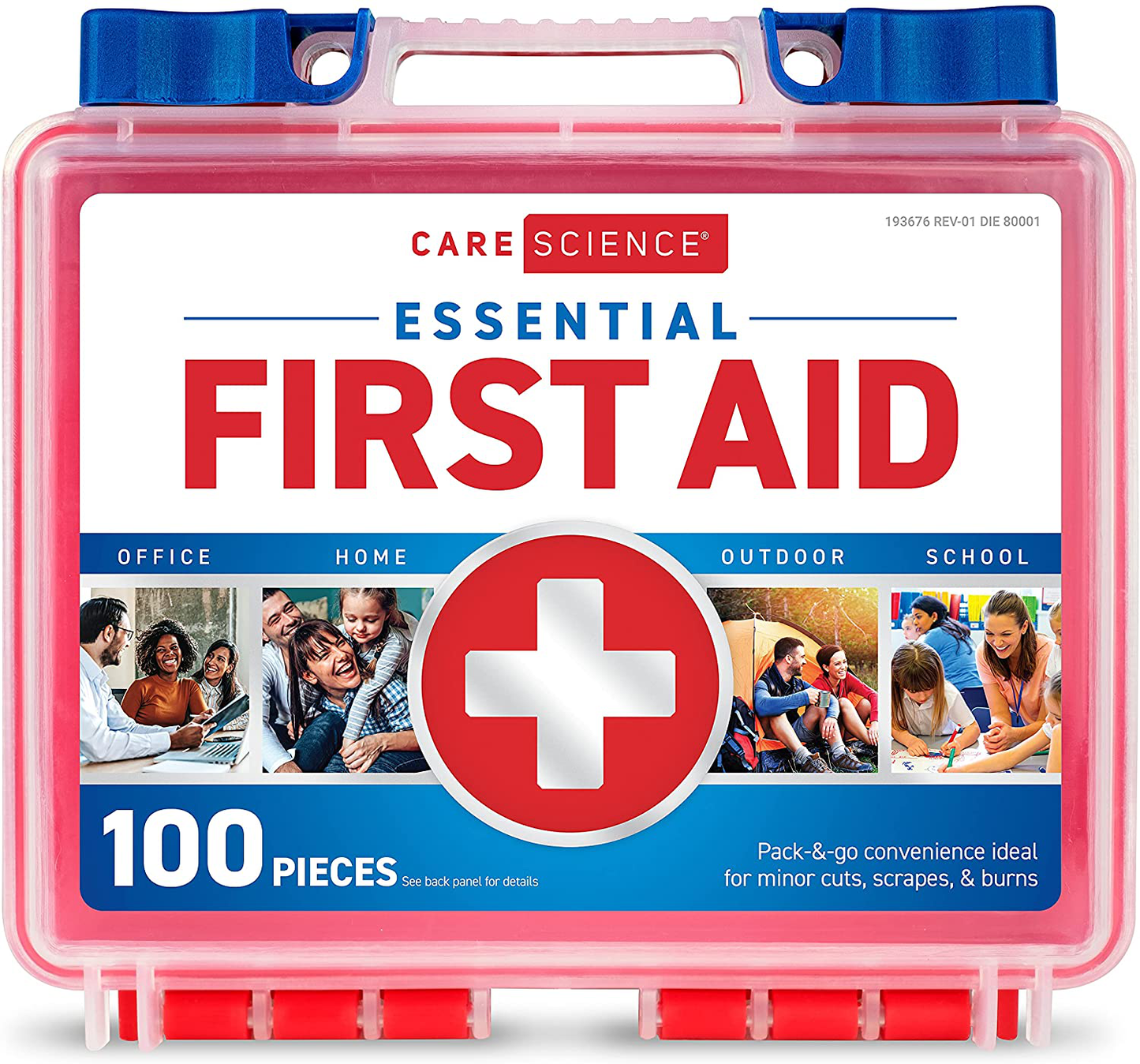 Care Science First Aid Kit, 100 Pieces Professional Use for Travel, Work, School, Home, Car, Survival, Camping, Hiking, and More