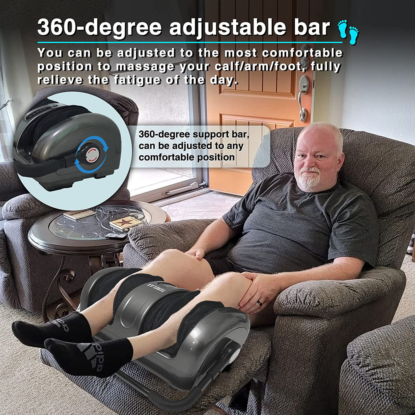 Foot Massage Machine Shiatsu Foot and Calf Massager with Heat Air Compression Deep Kneading Therapy Plantar Fasciitis Relieve Fatigue Feet/Calves/Arms Increases Blood Flow Circulation