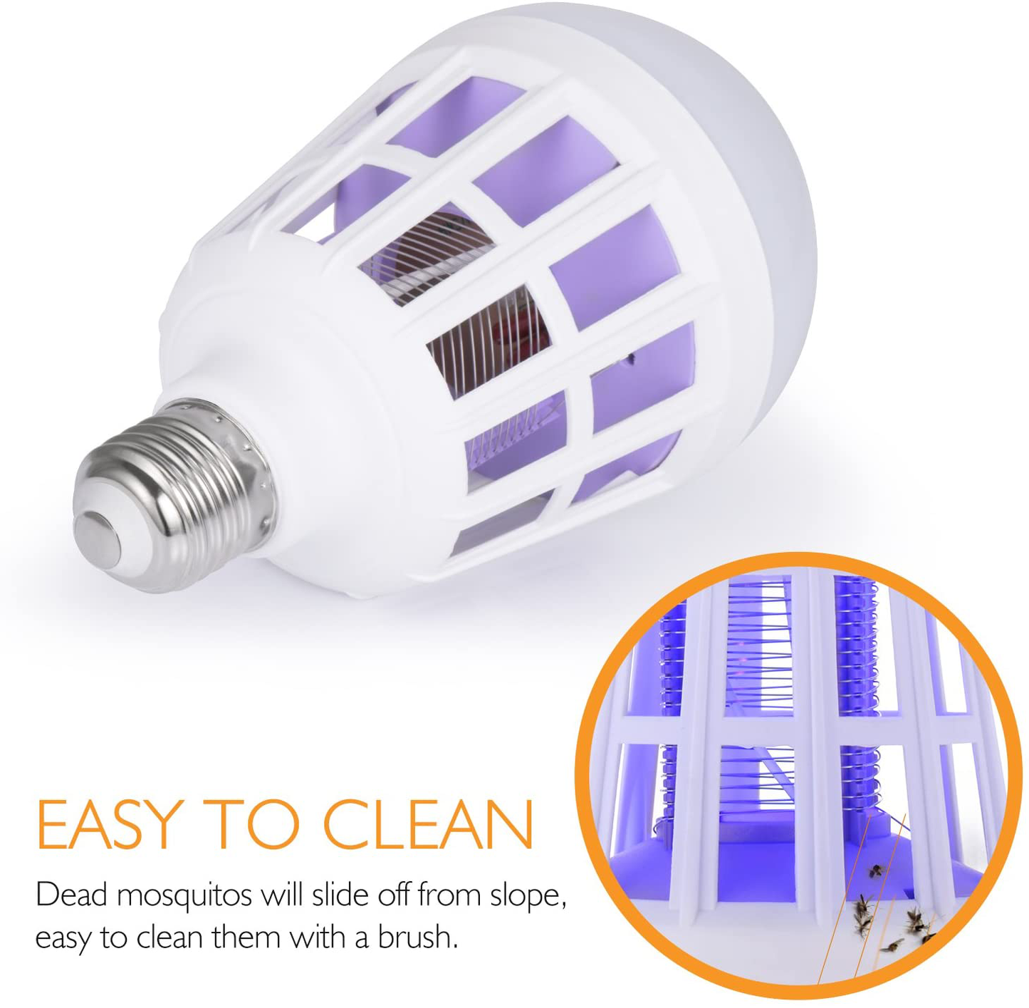 SUNNEST Bug Zapper, 2 in 1 Mosquito Killer Lamp Bug Zappers Light Bulb, Electronic Insect & Fly Killer for Home Kitchen Indoor Outdoor Patio Backyard - 110V E26/E27